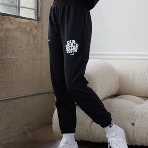 *SOLD* Elevated Faith Black Track Pants with Graphic Print